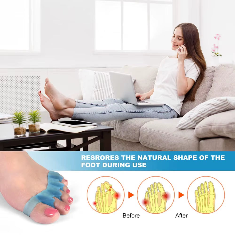 1 Pair of Soft Silicone Toe Orthotics, Toe Separators, Bunion and Hammertoe Orthotics, Suitable for Running and Yoga Practice