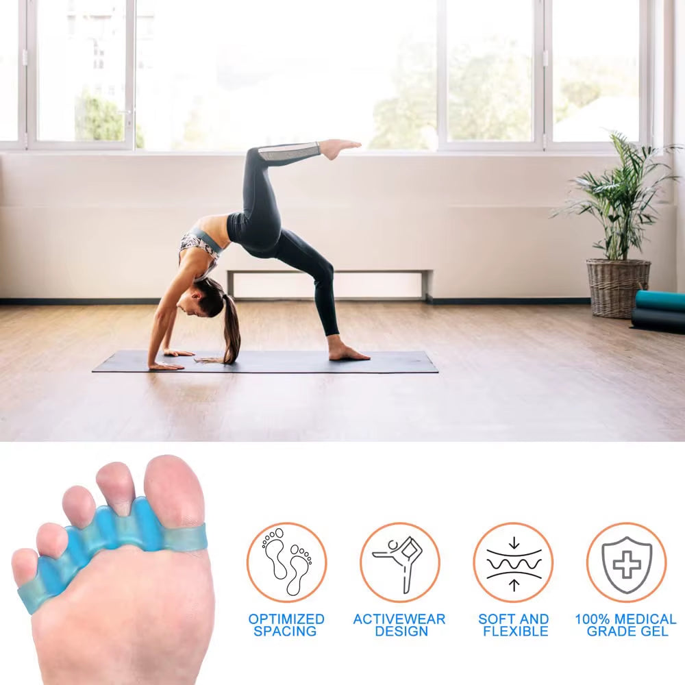 1 Pair of Soft Silicone Toe Orthotics, Toe Separators, Bunion and Hammertoe Orthotics, Suitable for Running and Yoga Practice