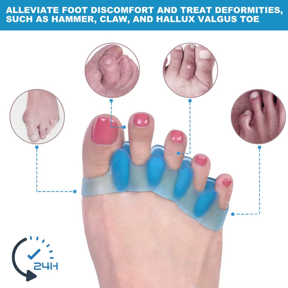 1 Pair of Soft Silicone Toe Orthotics, Toe Separators, Bunion and Hammertoe Orthotics, Suitable for Running and Yoga Practice