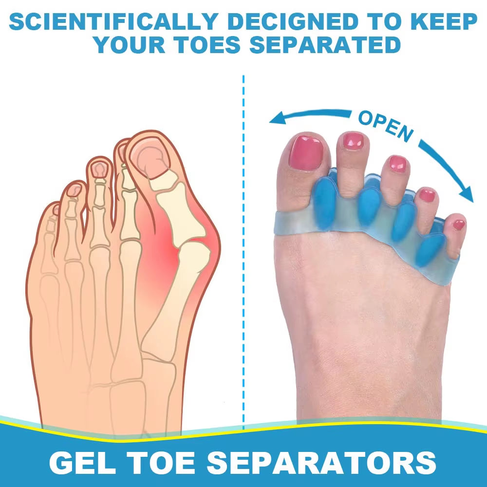 1 Pair of Soft Silicone Toe Orthotics, Toe Separators, Bunion and Hammertoe Orthotics, Suitable for Running and Yoga Practice